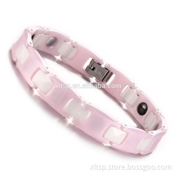 New jewelry bracelet pink and white ceramic bio magnetic germanium bracelet